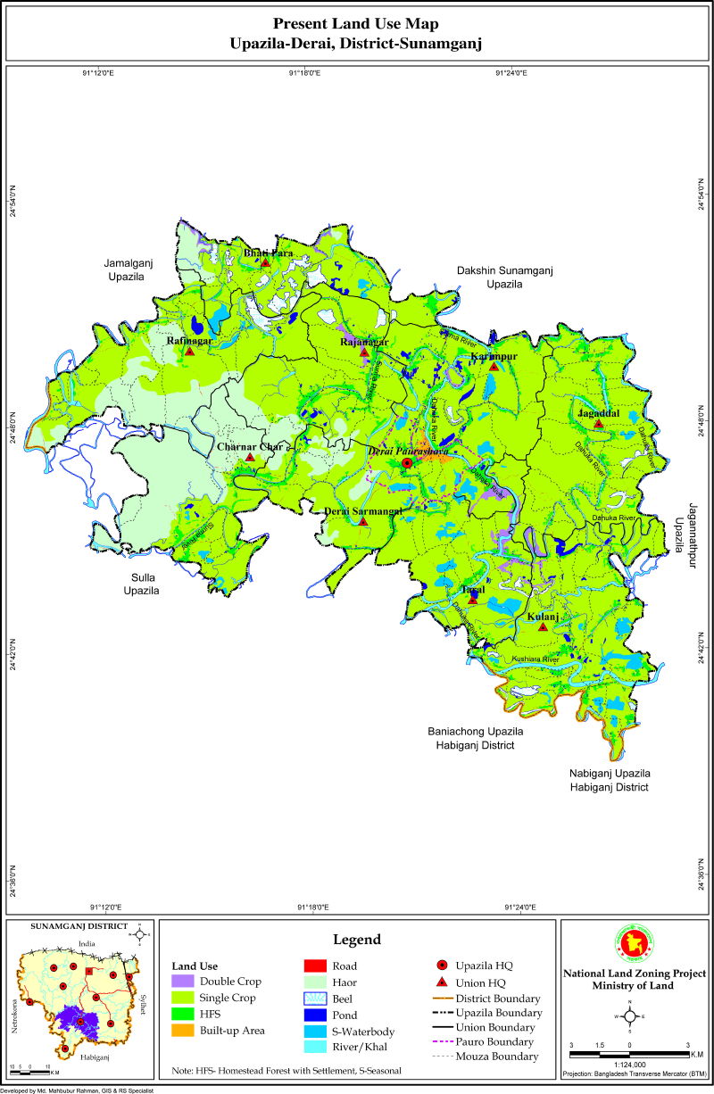 Derai Upazila Mouza Map Sunamganj District Bangladesh