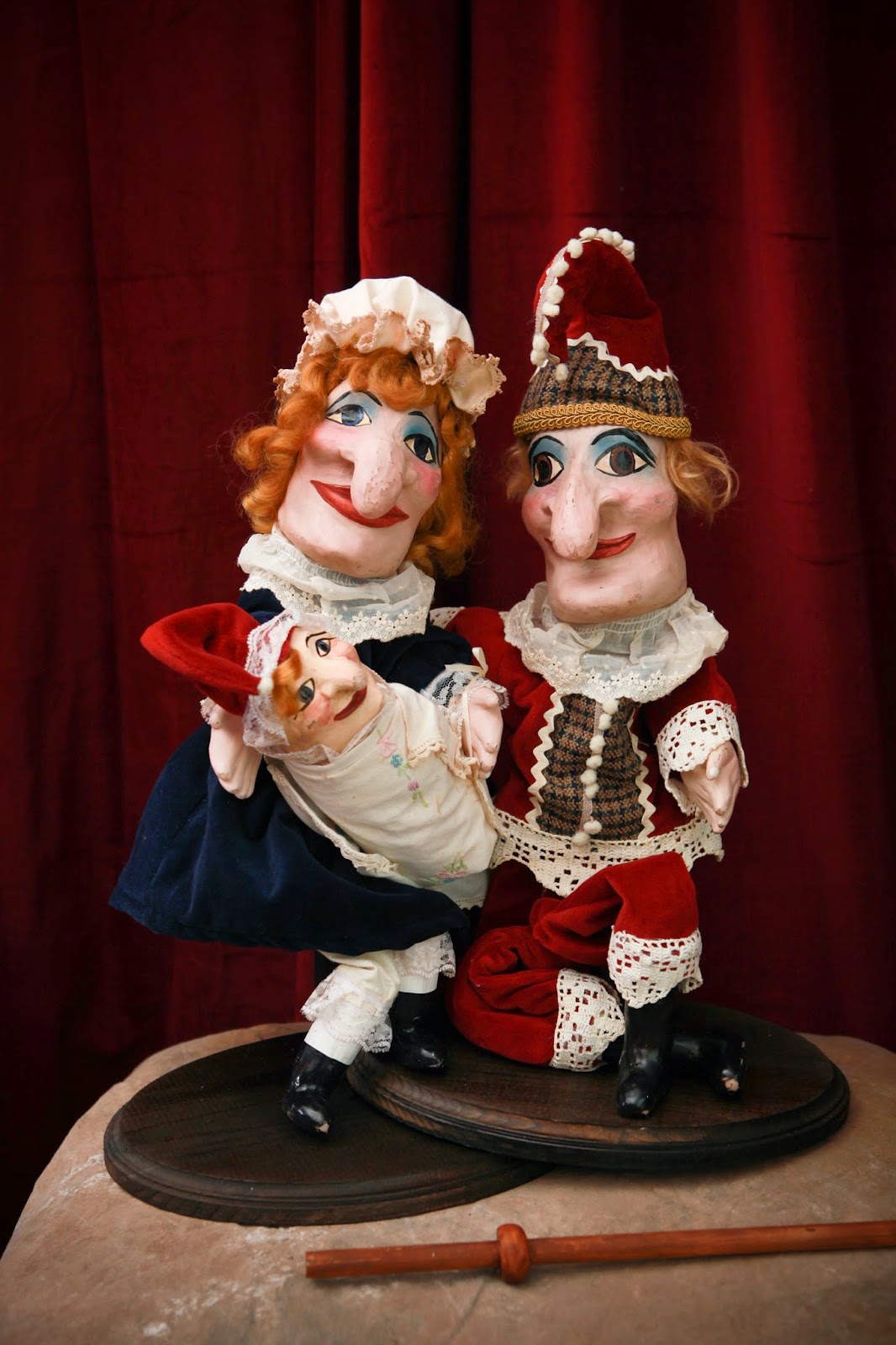 Netherworld Oddities Antique reproduction Punch and Judy puppet dolls Hand sculpted OOAK