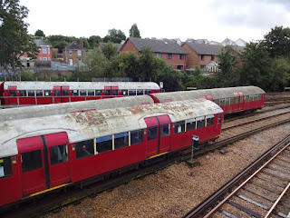 Old London Underground tube train in the sidings at Ryde St John's Road station on the Isle of Wight Old London Underground tube train in the sidings at Ryde St John's Road station on the Isle of Wight