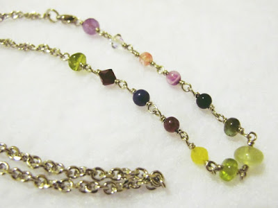 Wire wrapped necklace with Prehnite, Peridot, Garnet, faceted and round Amethyst, Swarovski Crystal, Agate and Tourmaline