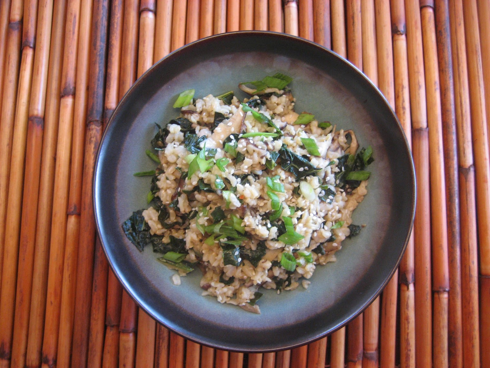 Chez Mona Kale and Shiitake Fried Brown Rice