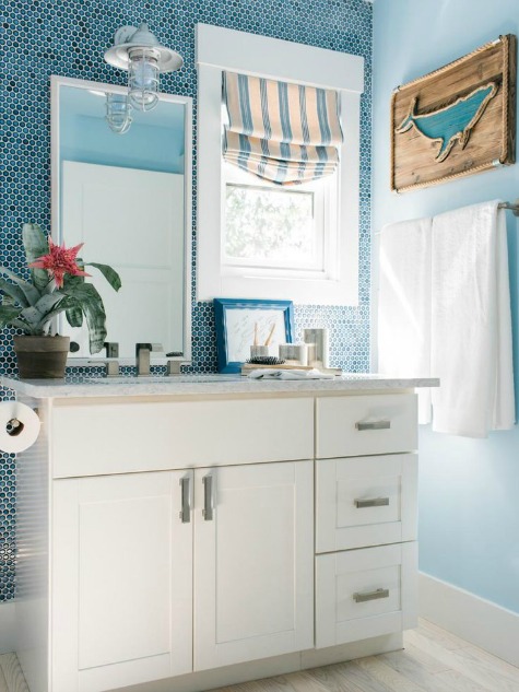 Blue Penny Tiles in Bathroom