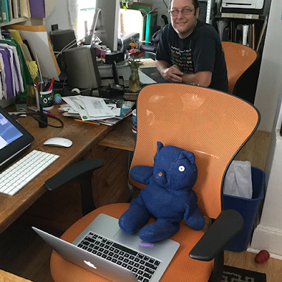 Blue Bear Stories Blue Bear and Kurt Keller in the studio