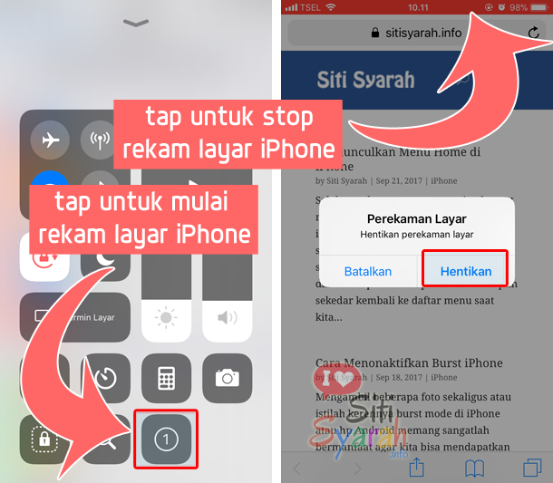 cara rekam layar iPhone tanpa aplikasi di iOS 11