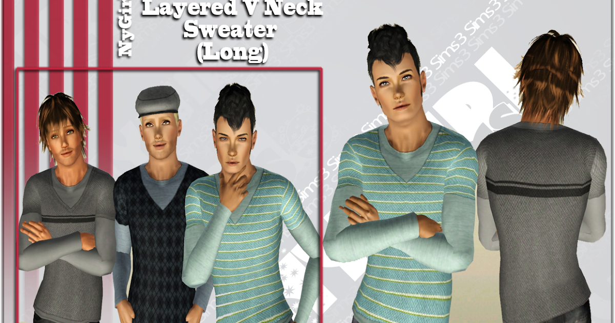 Layered V Neck Sweater (Long) ~ NyGirl Sims