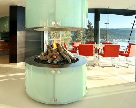 indoor glass fireplace