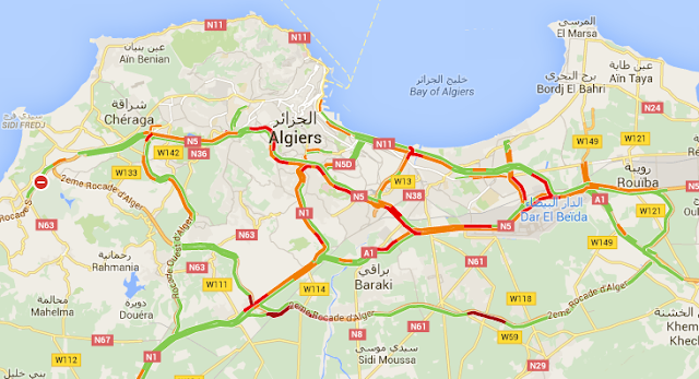 knowledge.traffic.algeria.maps.google أخيرا يمكنك معرفة حركة المرور في الجزائر العاصمة مباشرة في خرائط google   