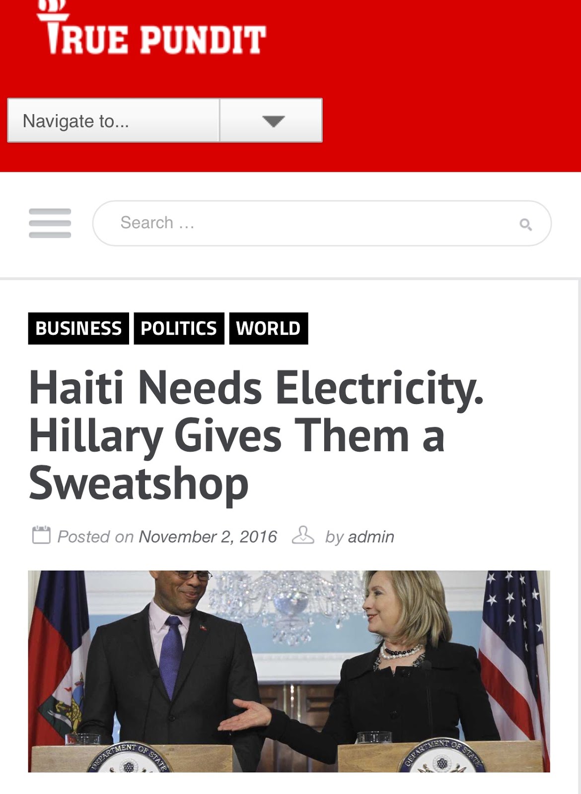 November 2, 2013: Our Haiti Story Featured at True Pundit