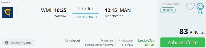 loty z warszawy do manchester