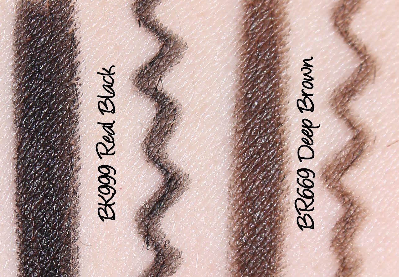 ZA Gel Eyeliner - BR669 Deep Brown and BK999 Real Black Swatches & Review
