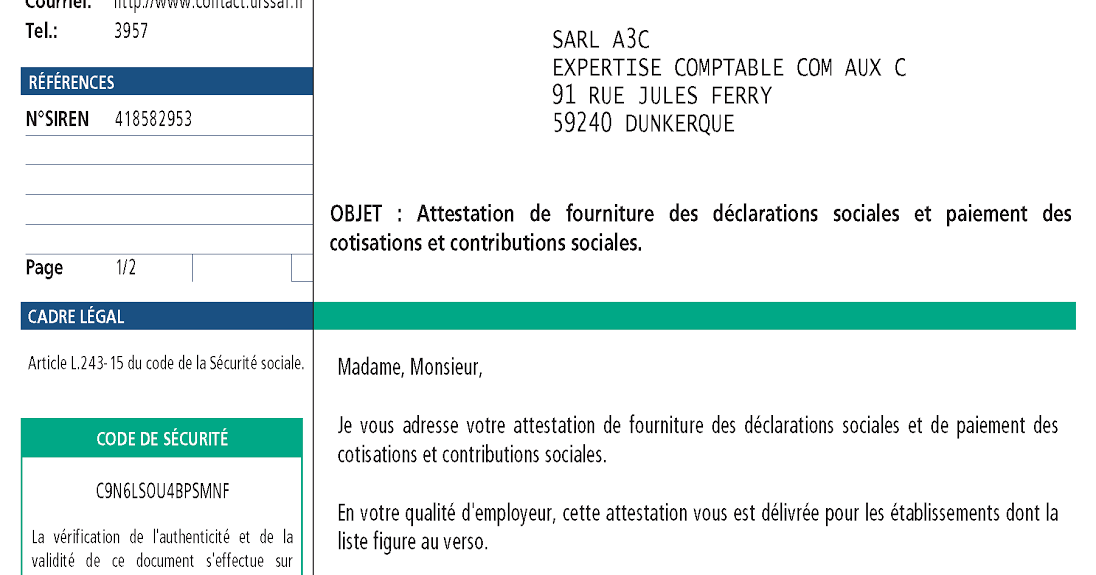 attestation vigilance urssaf