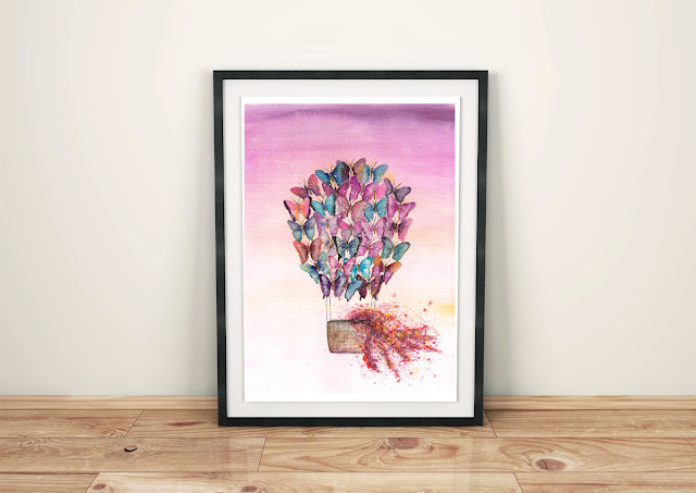 Butterfly Balloon Watercolor Painting Butterfly Balloon Watercolor Painting