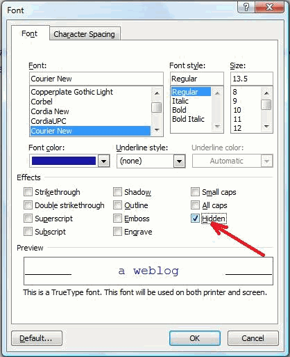 how to hide text in word documents