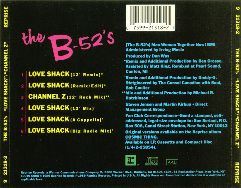 Promo, Import, Retail CD Singles & Albums B52's Love Shack (CD Single) 1989 Promo, Import, Retail CD Singles & Albums B52's Love Shack (CD Single) 1989