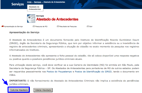 Tirar atestado de antecedentes criminais online - Certidão antecedentes  estadual