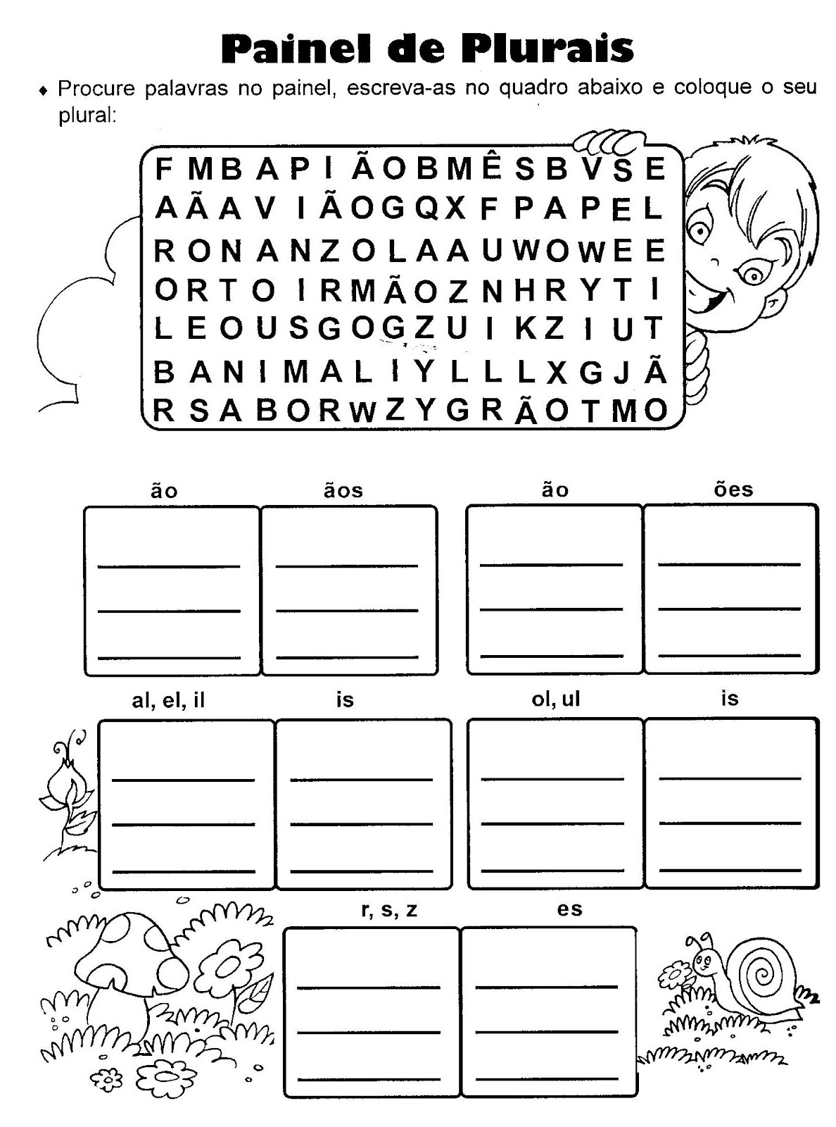 SINGULAR PLURAL EXERCÍCIOS ATIVIDADES 3° 4° 5° ANOS PARA IMPRIMIR ATIVIDADES E DESENHOS