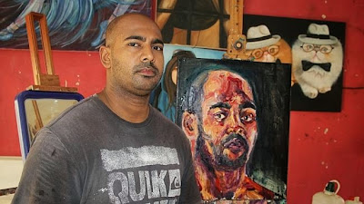 Myuran Sukumaran in his Kerobokan painting workshop Myuran Sukumaran in his Kerobokan painting workshop