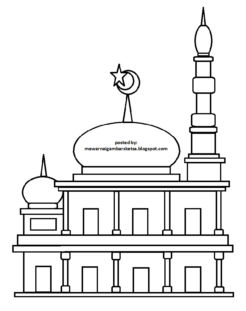 Mewarnai Gambar Contoh Masjid Berbagai Download Buku