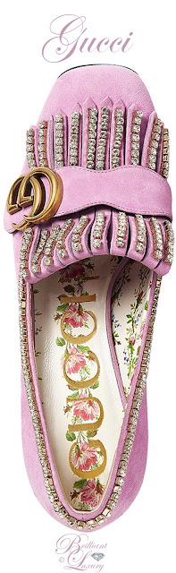 ♦Gucci crystal pink suede mid-heel pumps #pantone #shoes #pink #brilliantluxury