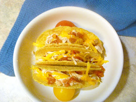 Baked Chicken Tacos: stuff the shells with cooked meat and cheese and then baking them, to crisp up the shells and get some melty cheese going.  Brilliant! - Slice of Southern