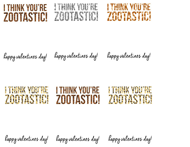 I Think You're Zootastic Valentine Free Printable