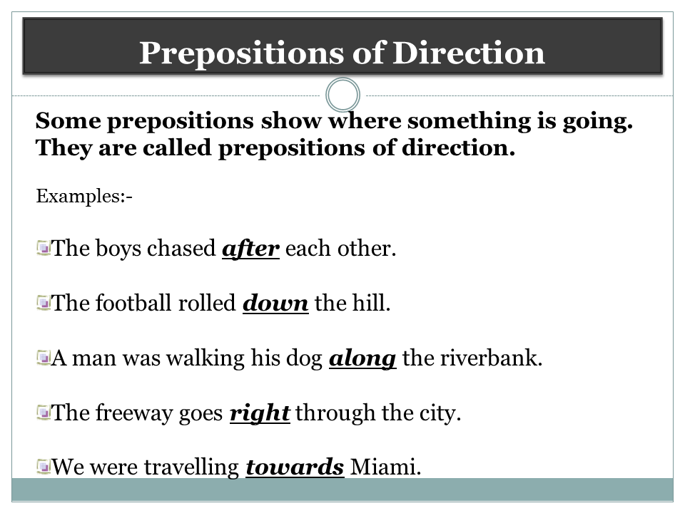Preposition of Direction - English Grammar A To Z