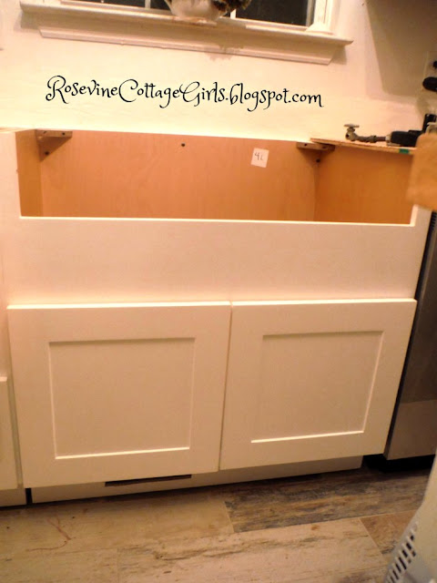 Shaker Farmhouse Sink Base installed farmhouse sink base