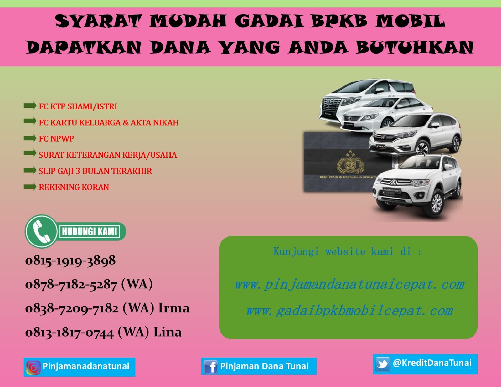 Syarat Mudah Gadai Bpkb Mobil Pinjamandanatunaicepat Com