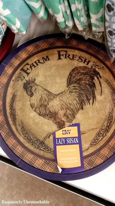 Rustic country rooster lazy susan