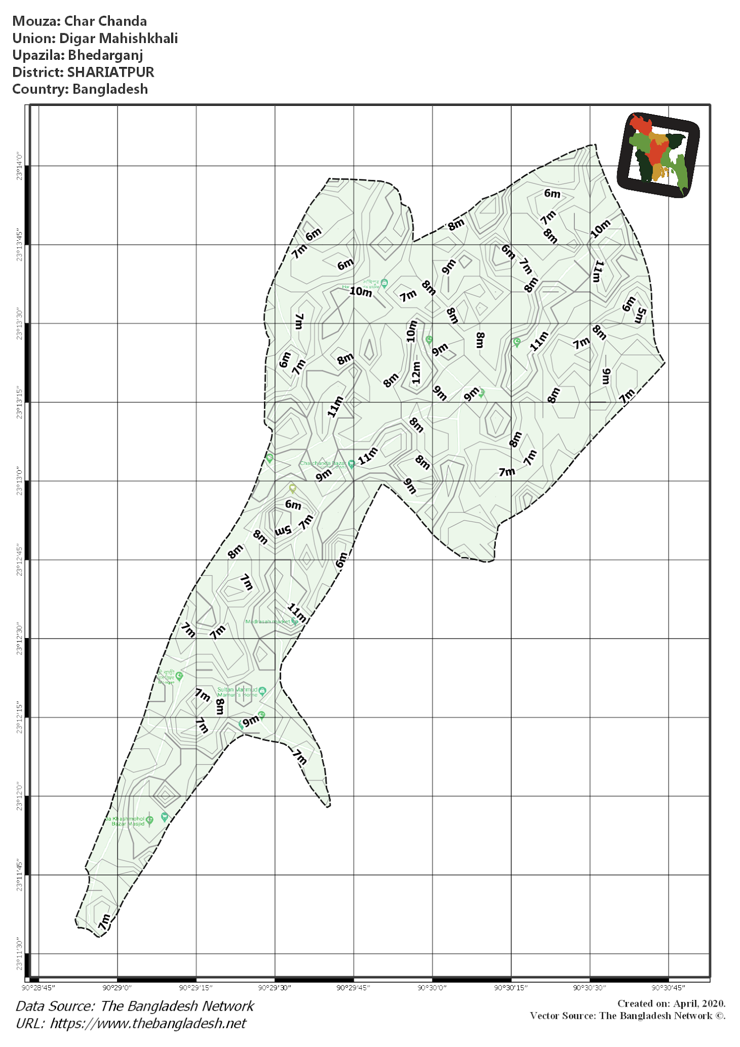 Map of Char Chanda Mouza of Bhedarganj Upazila, SHARIATPUR Map of Char Chanda Mouza of Bhedarganj Upazila, SHARIATPUR, Bangladesh.