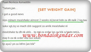 set weight gain/mealshake naik 2kg