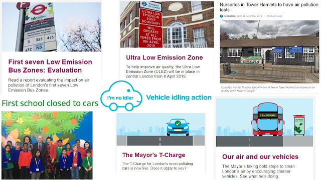A montage of photos illustrating air pollution issues affecting Bow and beyond