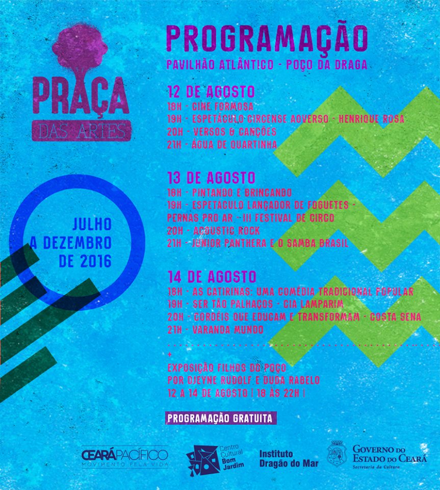 shows de graça em fortaleza praça das artes agosto 2016