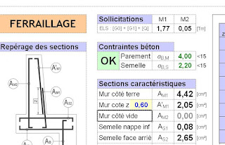 Excel ferraillage tous types de mur de soutènement