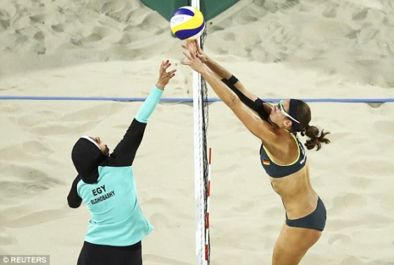 00 Rio Olympics: Egyptian Female Beach volleyball team wear Hijab while playing against Germany (photos)