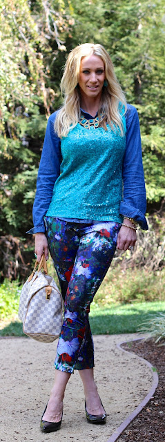 floral pants sequin top