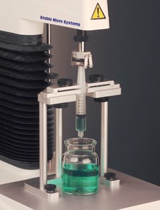 Syringe rig TA.XTplus texture analyser with syringe rig test