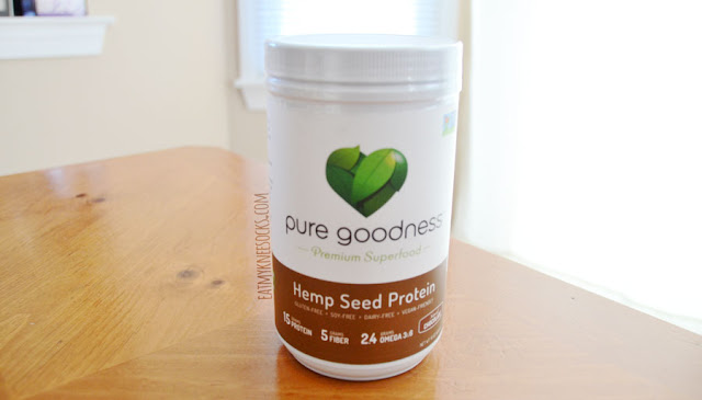 Pure Goodness Review: Hemp Seed Protein A review of the Pure Goodness Hemp Seed Protein powder in chocolate, a non-GMO, vegan, paleo-friendly, gluten-free, dairy-free, soy-free, low sugar protein powder that delivers both taste and nutrition. - Eat My Knee Socks / Mimchikimchi