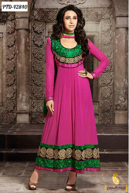 Karishma Kapoor Special Pink chiffon anarkali salwar suit