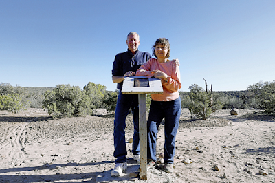 Scott and Susan Ramsey at their plaque marking the site of an alleged UFO crash 3-27-15