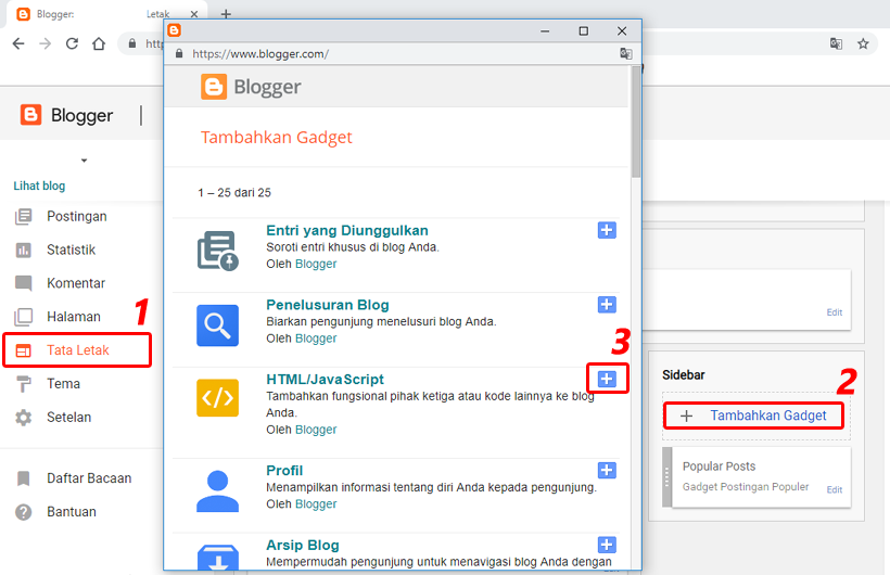 Menambahkan Gadget Blogger Menambahkan Gadget Blogger