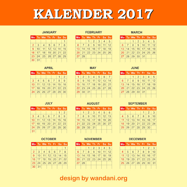 100% FREE : Download Desain Kalender 2017