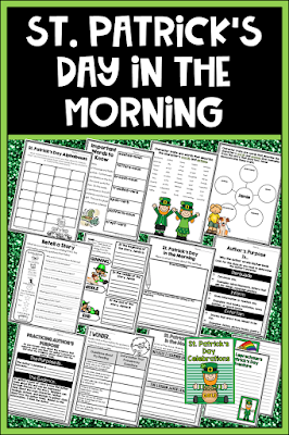 St. Patrick's Day in the Morning by Eve Bunting is a fun tale about keeping up with the big kids and celebrating St. Patrick's Day. It is very rich with vocabulary and depth, and it works well for modeling characterization, author's craft, story events and retelling, and using text evidence for questioning. The main character is perfect for story writing too. The unit includes a schema builder about St. Patrick's Day and Ireland, a vocabulary organizer, characterization about Jamie, story retelling, character change, setting, author's purpose anchor chart and response, questioning-guiding questions and text evidence, and writing in response to reading class book. St. Patrick's Day in the Morning by Eve Bunting is a fun tale about keeping up with the big kids and celebrating St. Patrick's Day. It is very rich with vocabulary and depth, and it works well for modeling characterization, author's craft, story events and retelling, and using text evidence for questioning. The main character is perfect for story writing too. The unit includes a schema builder about St. Patrick's Day and Ireland, a vocabulary organizer, characterization about Jamie, story retelling, character change, setting, author's purpose anchor chart and response, questioning-guiding questions and text evidence, and writing in response to reading class book.