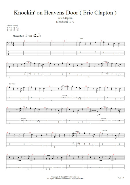 Bassbestbass Knockin On Heavens Door Eric Clapton Notebass