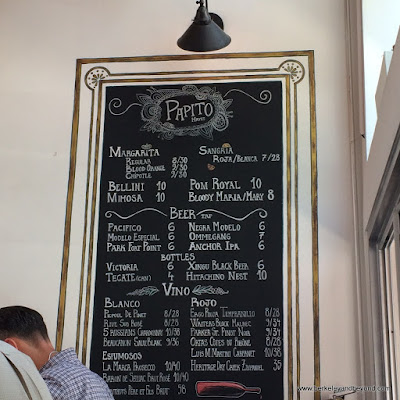 drink menu at Papito Hayes in San Francisco