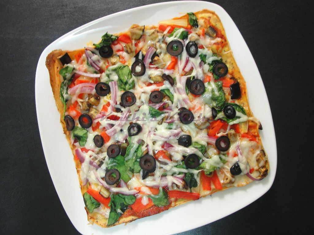 Krithi's Kitchen Besan Pizza / Fusion Farinata Pizza