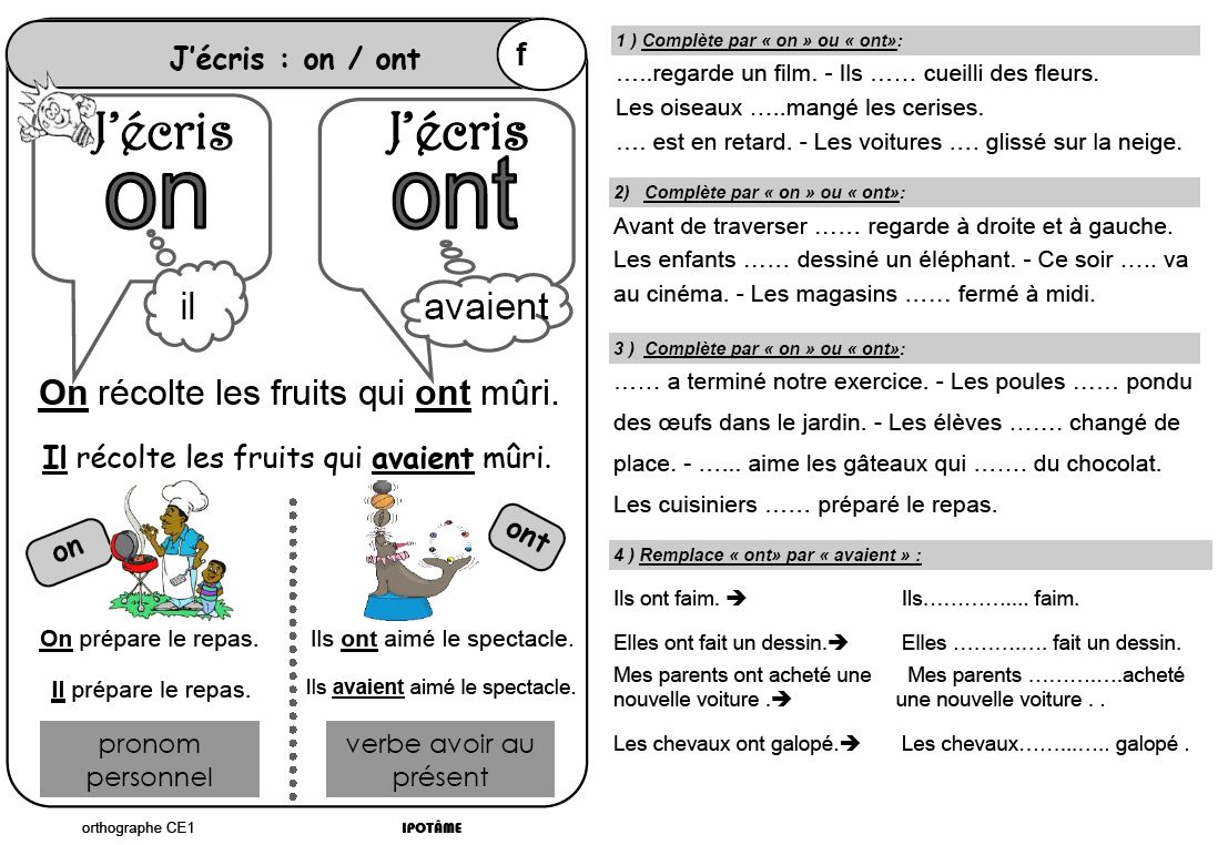 Ipotame Tame Ce1 Orthographe Exercices Et Lecons