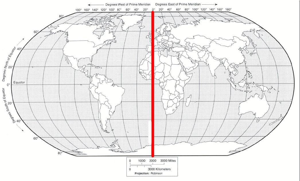 World Map With Equator And Prime Meridian Lines Map