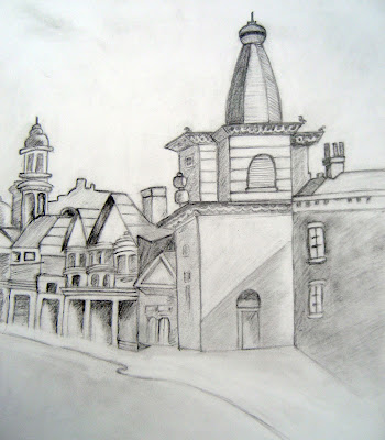 Sketch of a Castle, Urban Landscape, Building