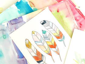 Original Watercolor Feathers by Elise Engh